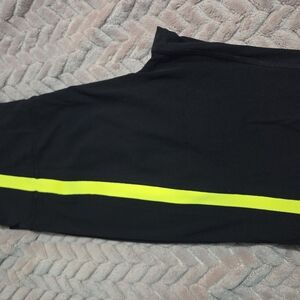 Black Leggings with Neon Yellow Stripe